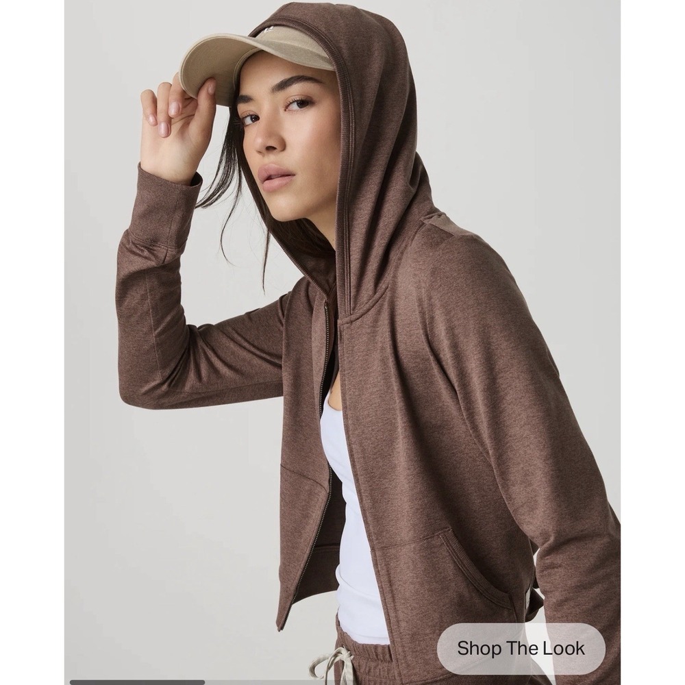 Vuori Halo Mini Full Zip Brown Hoodie Size Medium